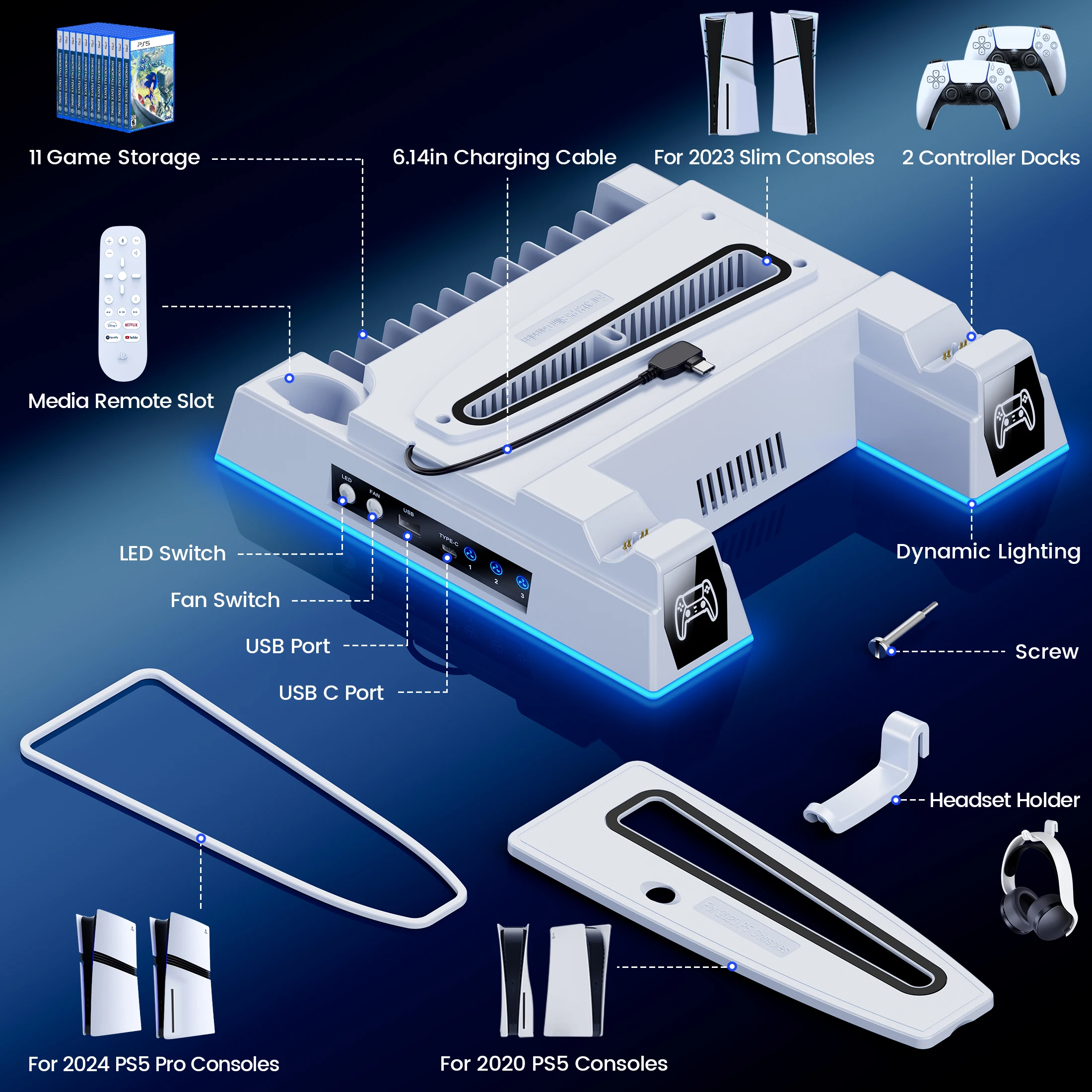 Thumbnail 4 - #11 Trending PS5 Vertical Stand With Fan Right Now
