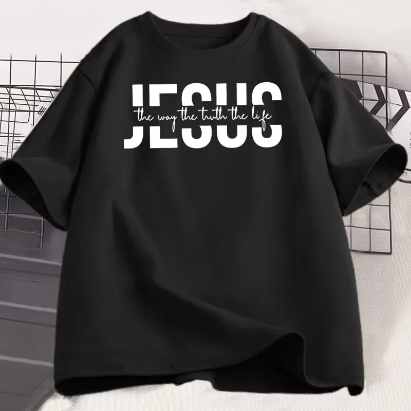 Jesus Religious T Shirt Christian Cotton T-shirt Casual Round Neck Cotton Short Sleeve Tshirt Men Women Printed Tees Clothing