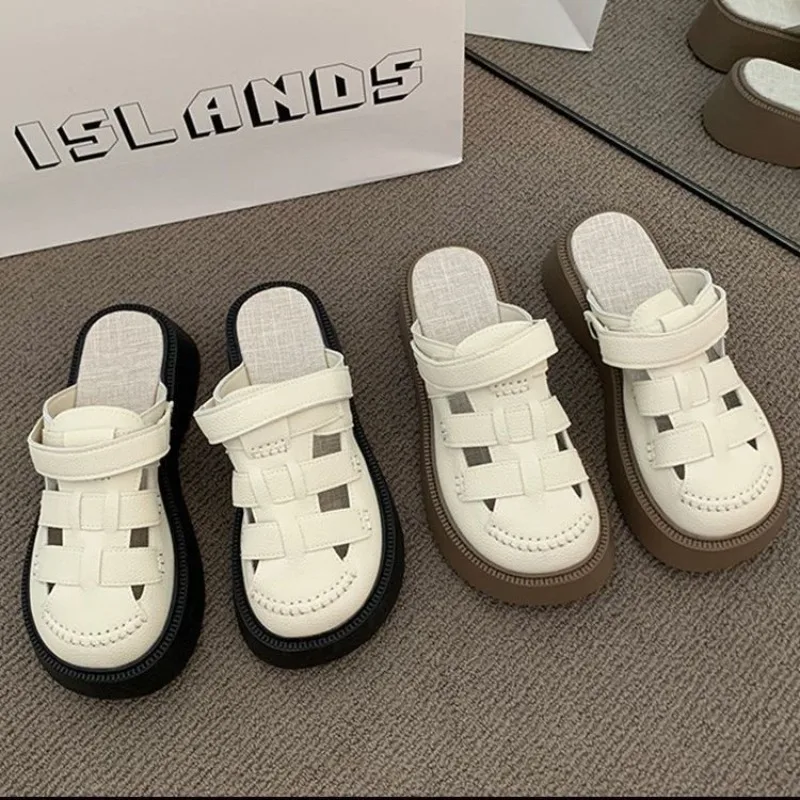 Women Sandals with Heels Summer Punk Height Increasing Sandal Motorcycle Gothic Woman Shoes Leather Black Platform Sandals Women