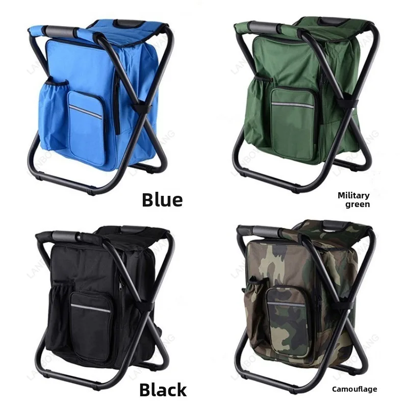 Multifunctional Portable Insulated Cooler Backpack Folding Stool Chair For Fishing Outdoor Camping