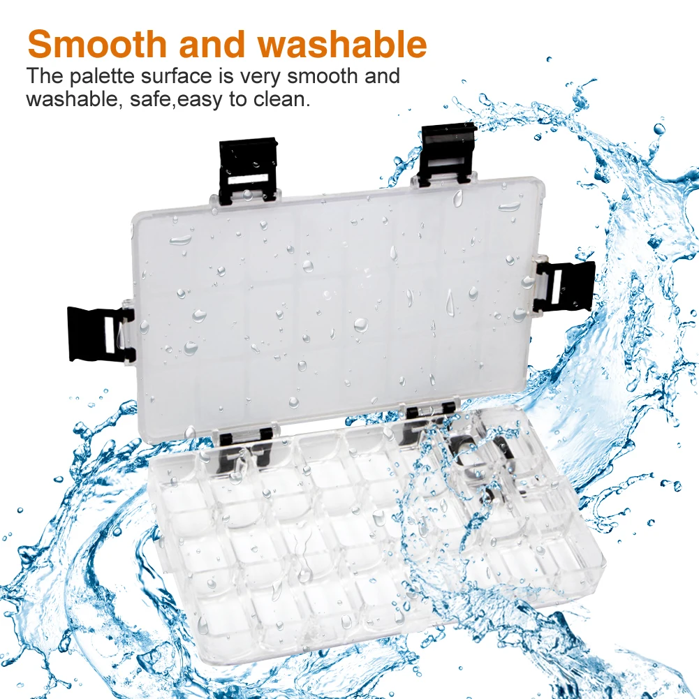 ถาดใส่สีงานฝีมือ DIY แบบพกพามีฝาปิดเปียก24นิ้วสำหรับสีน้ำพลาสติกทนทานงานปิดผนึกงานฝีมือขนาดกะทัดรัด