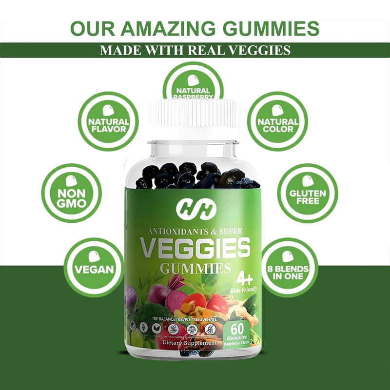 Using Genuine Super Vegetable Flavorful Gummie Supplement (60 Gummies), 30 Vegetable Vitamins, Non Genetically Modified