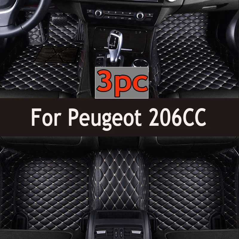 Car Floor Mats For Peugeot 206CC 206 CC T16 2000~2008 Leather Mat Carpets Rugs Protective Pad Set Interior Parts Car Accessories