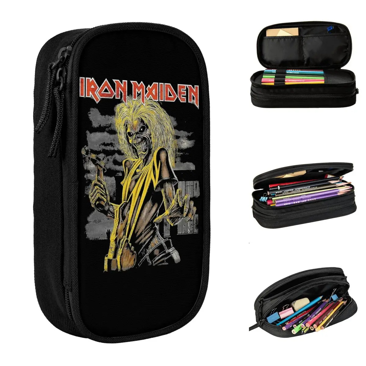 Cute Rock Ironmaiden Pencil Cases Heavy Metal Music Pencilcases Pen Holder for Student Bag School Supplies Cosmetic Stationery