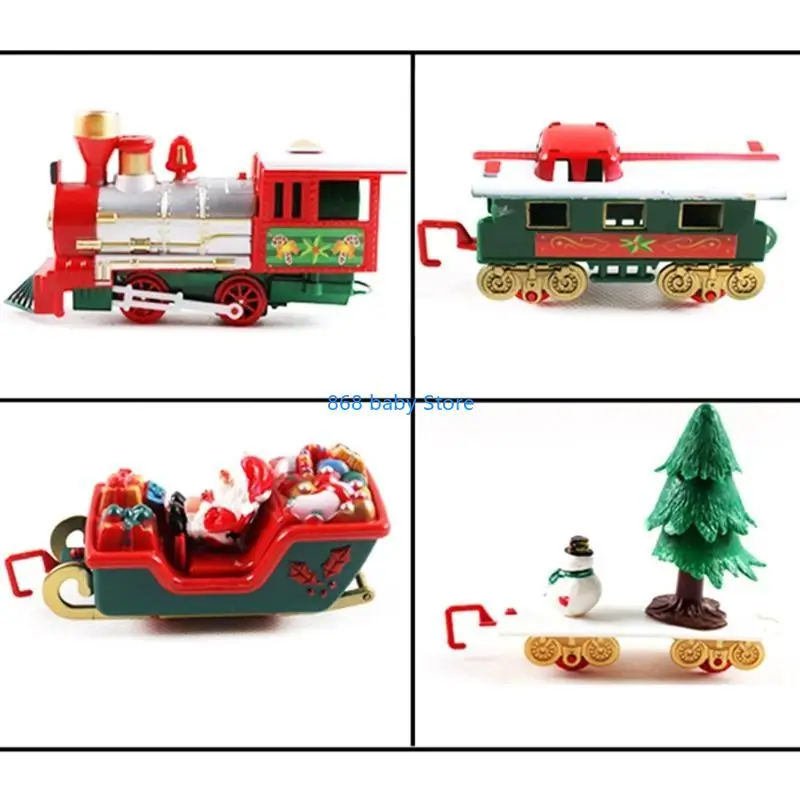 

29EE 22Pcs Realistic Vintage Christmas Train Set for Kids 3 Festive Carriages 15 Tracks For Under Christmas Tree Decoration