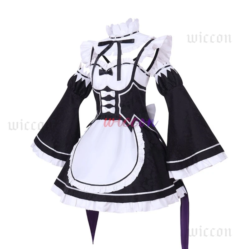Ram Rem COS ชุดแม่บ้านอะนิเมะ Re:zero ชีวิตในโลกที่แตกต่างกัน COS))((^*% วิกผมชุดแม่บ้านฝาแฝดฮาโลวีน)(^*%@ # ￥%
