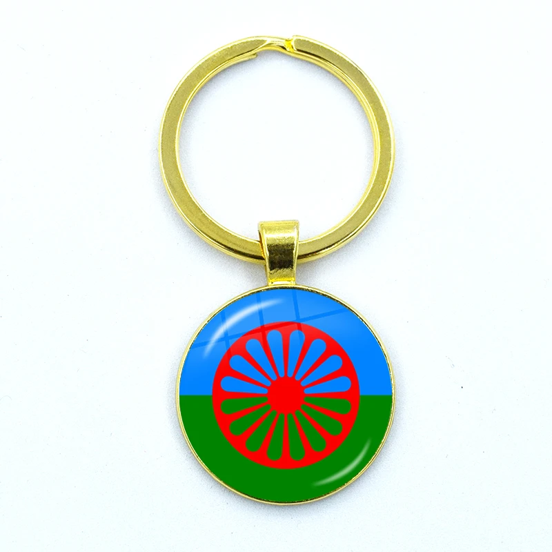 Romani Pessoas Gypsy Bandeira Keychain, Romani Pessoas Chaveiro, Pingente Jóias, Vidro Convexo, Amigos Presente