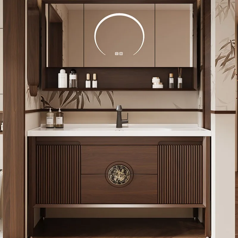 

Rubber wood paint floor-to-ceiling bathroom cabinet, washstand, wash basin cabinet combination