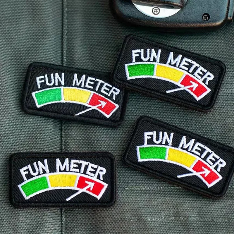 Fuel Gauge Embroidery Patches Creative Fun Meter Tactical  Badges Rectangular Pattern DIY Backpack Sticker For Clothing