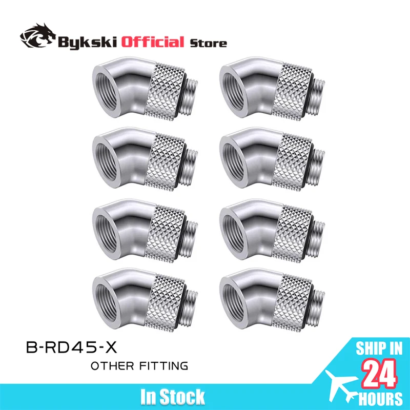 

Bykski 4/6/8pcs Black Silver G1/4'' Thread 45 Degree Rotary Fitting Adapter Rotating 45 Degrees Water Cooling Adaptors B-RD45-X