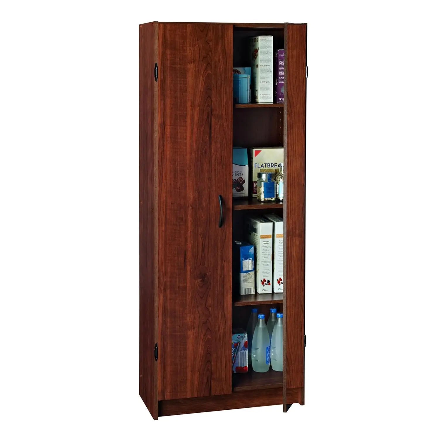 S991198ec86e74aaaa3b1588368c4a9404 White Pantry Cabinet Cupboard with Adjustable Shelves for Kitchen Storage