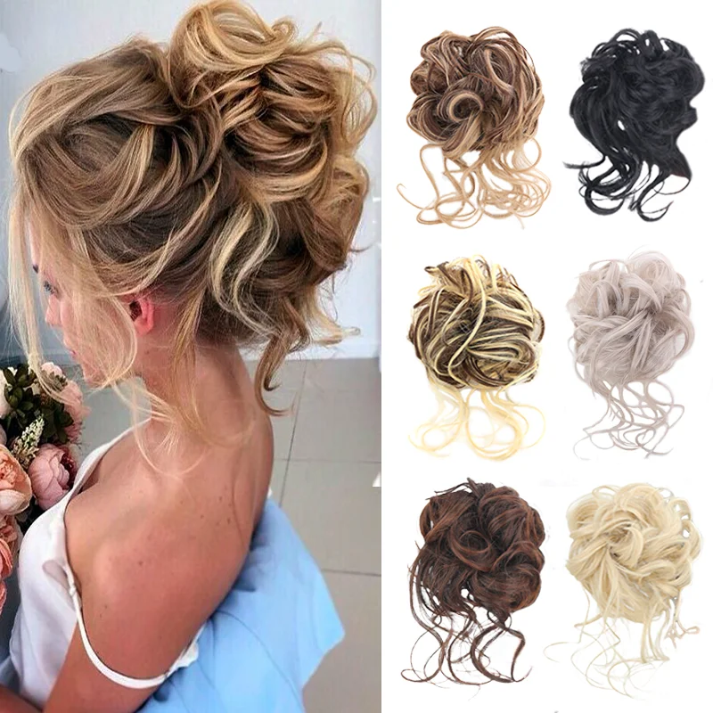 

Synthetic Claw Clip Messy Bun Hair Pieces Tousled Updo Ponytail Curly Wavy Hair Bun Long Beard Chignon Buns Hair Piece For Women