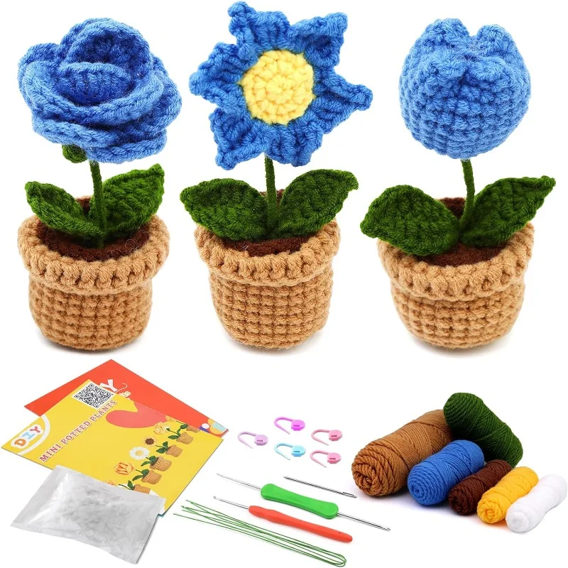 

LMDZ Flower Starter Kit Crochet Kit for Beginners for Complete Beginners Adults Crocheting Knitting Kit with Introduction