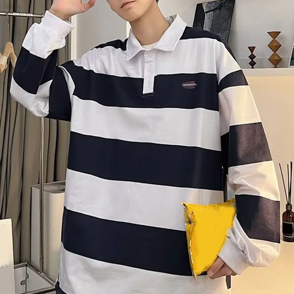 

Daily Casual Wear 2XL Long Sleeve Casual Top Casual Spring Autumn Tops For Men Fashion Lapel Top Brand New Condition Daily Wear