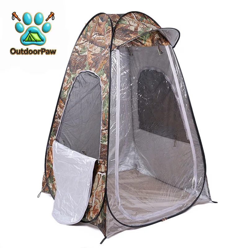 Camouflage Portable Privacy Shower Toilet Camping Pop Up Tent 1Person 2Doors Photography Movable Outdoor Winter Fishing with Cap