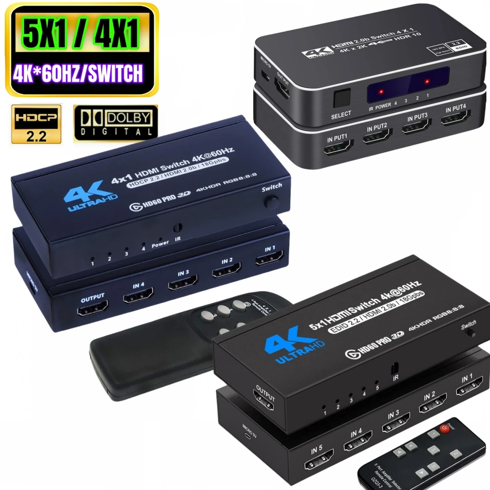 Switch 2.1 HDMI 4K 120Hz, AVIDGRAM 8K HDMI Commutateur 5 entrées 1