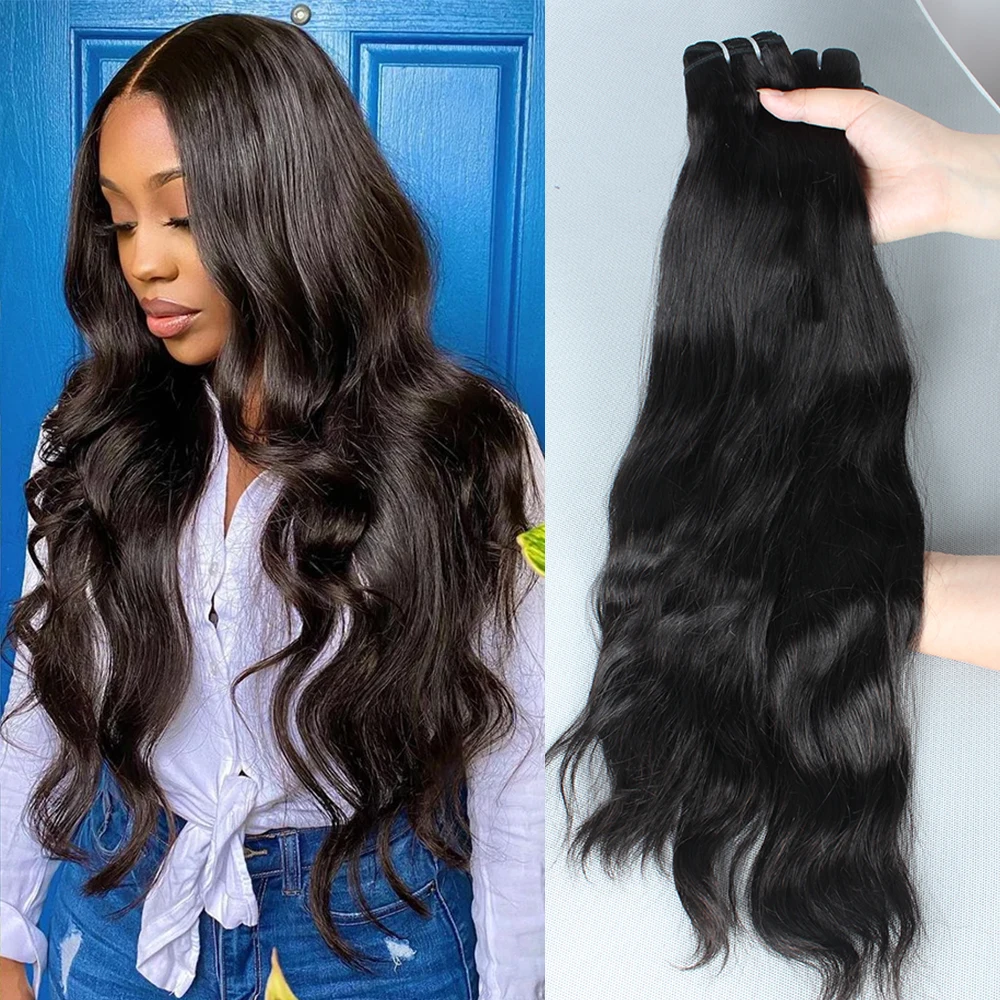 

Body Wave 1 3 4 Bundles Brazilian Remy 100% Unprocessed Human Hair Wavy Natural Black Doule Drawn Bundles Weave Extensions