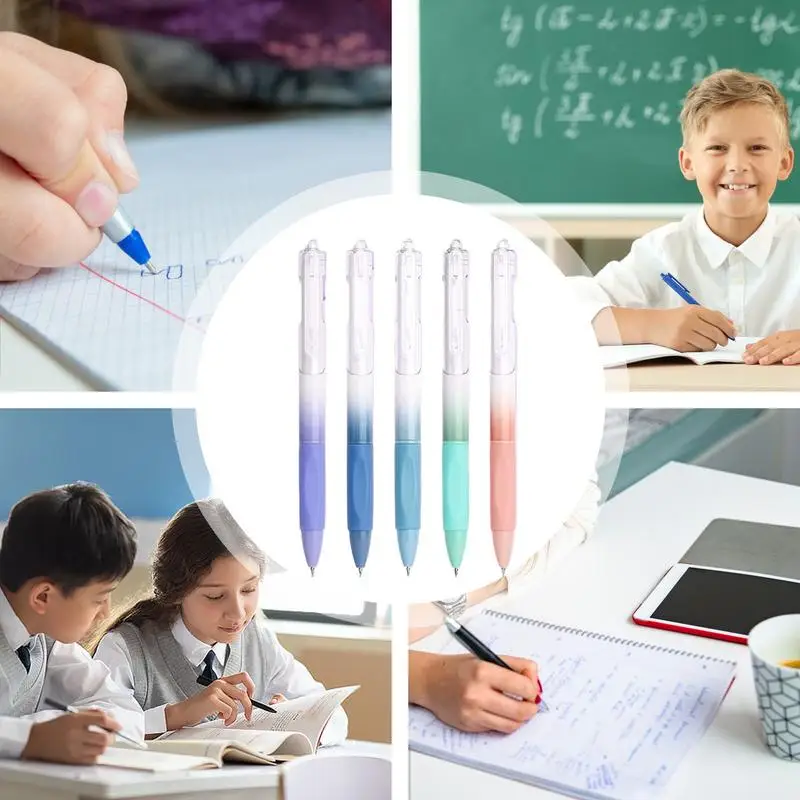 Aesthetic Pens Set 5pcs Quick Drying Smooth Writing Pens Examing Gel Pens Gradient Color Pens Shell Improve Writing Experience