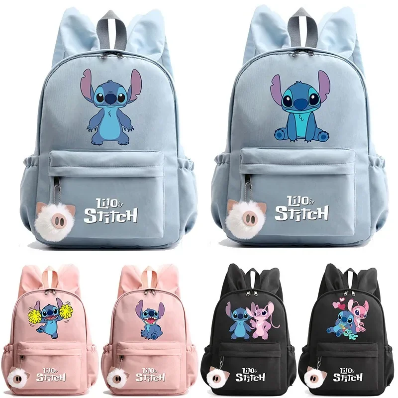 

Disney with Pendant Cute Cartoon Shi Dizai Rabbit Ear Backpack Schoolbag Fashion Casual Pupils Large Capacity Special Spike New