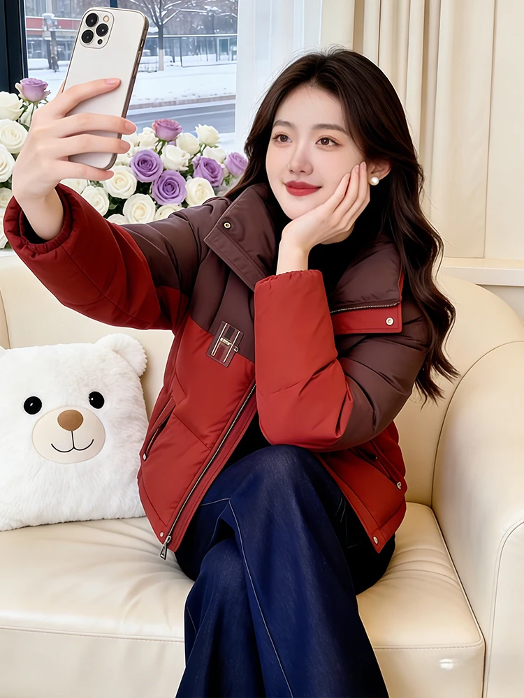

Корейская теплая зимняя женская куртка с флисовой подкладкой, модная, приталенная, с длинными рукавами, утепленная хлопковая куртка-пуховик