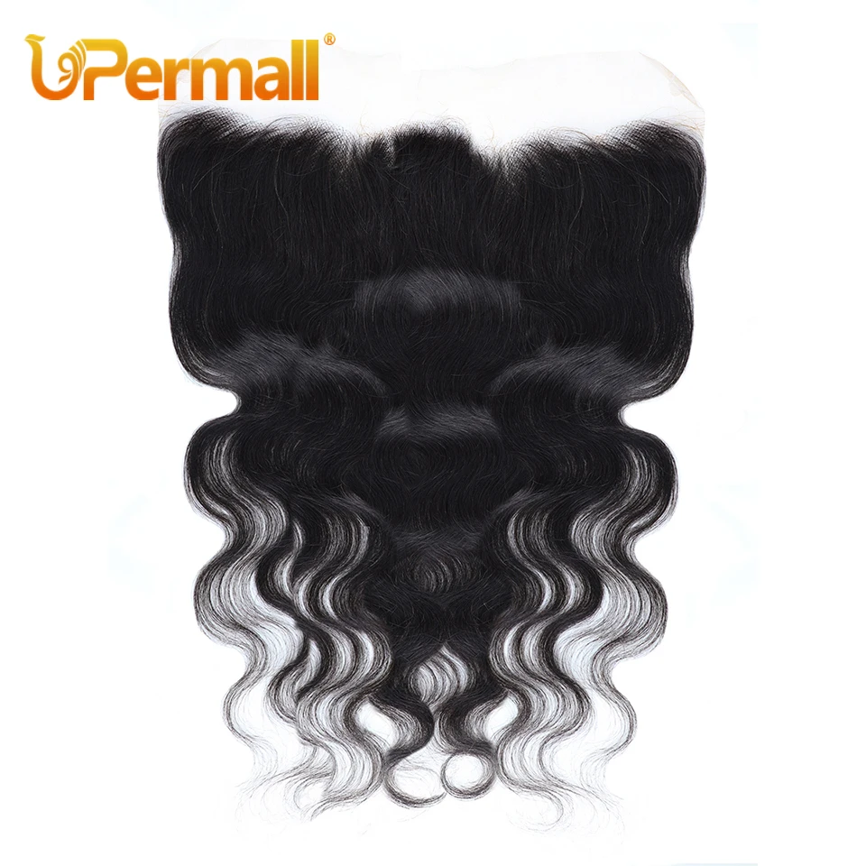 Upermall Pre Plucked Swiss 4x4 Lace Closure 13x4 Frontal Transparent Can Be Bleached Brazilian Human Hair Straight Body Wave