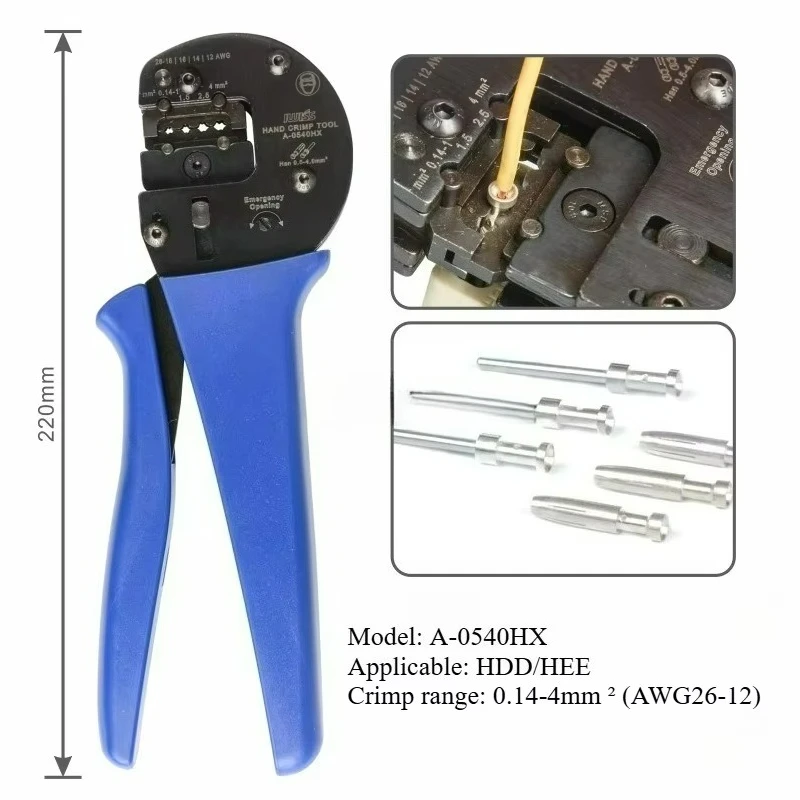 A-0540HX Heavy-duty Connector Crimping Pliers HEE/HD Terminal Pliers Aviation Pin High Carbon Steel Crimping Pliers