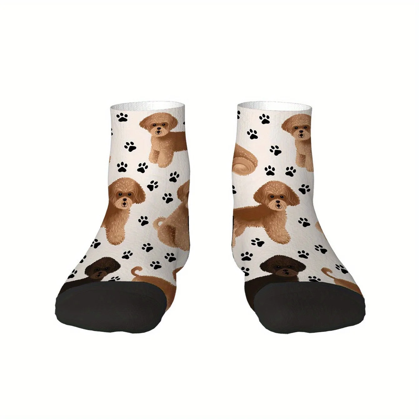 Interesting Printed Socks Cute Doodle Dogs with Paw Prints Pattern Design Suitable for Easter And Mother'S Day Gifts