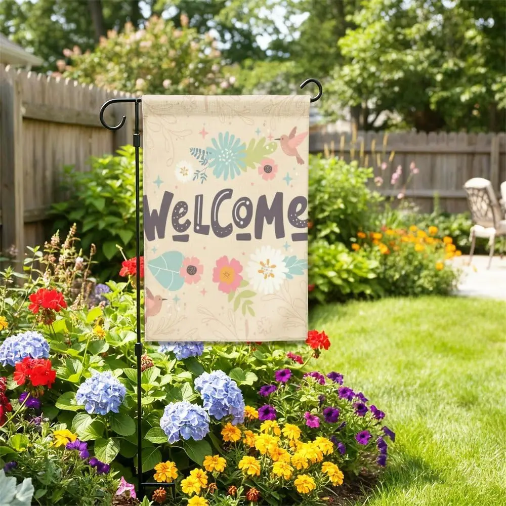 Floral Spring Welcome Garden Flags 12X18 Inch Double-Side Linen Joy Garden Flag For Home Outdoor Yard Patio Lawn Decor Outdo AAS