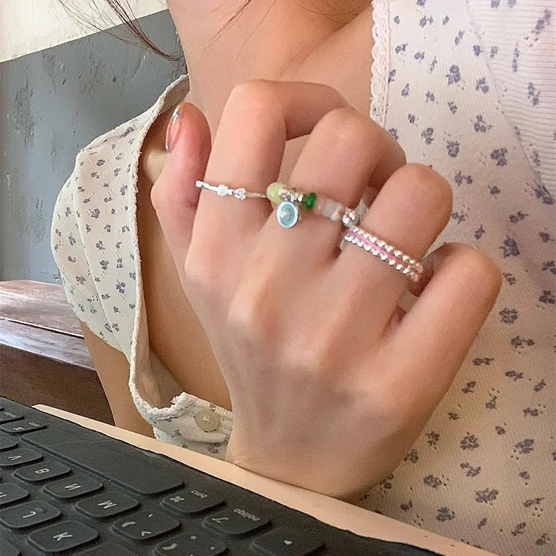 

FANYIN Korean Version Of Spring And Summer Bow Color Braided Rope Ring Stacked Beautiful Gifts For Girls