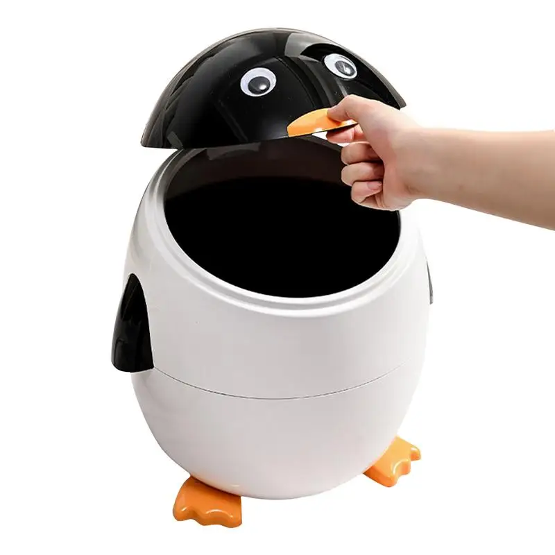 

Penguin Trash Can Garbage Bin for Under Tables Penguin Trash Bin Desk Garbage Can Wastebasket for Car Home Bedroom Storage