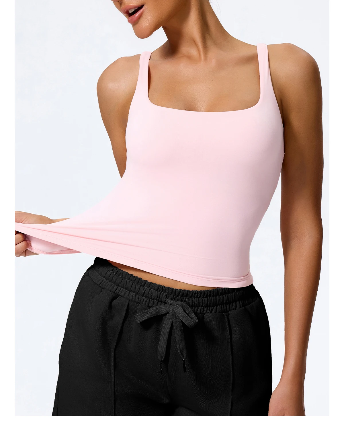 Hearuisavy Sommer Damen Workout Tanktop Gym Enganliegendes Unterhemd Atmungsaktiv Schnelltrocknend Ärmelloses Yoga-Oberteil Lauf-Sportweste – Detail 16