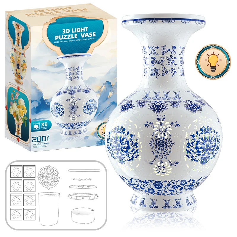 Большая ваза для цветов, 3D головоломка, водонепроницаемая ваза со светодиодной подсветкой, креативная трехмерная ваза для букета цветов «сделай сам», головоломка, домашний декор, подарок