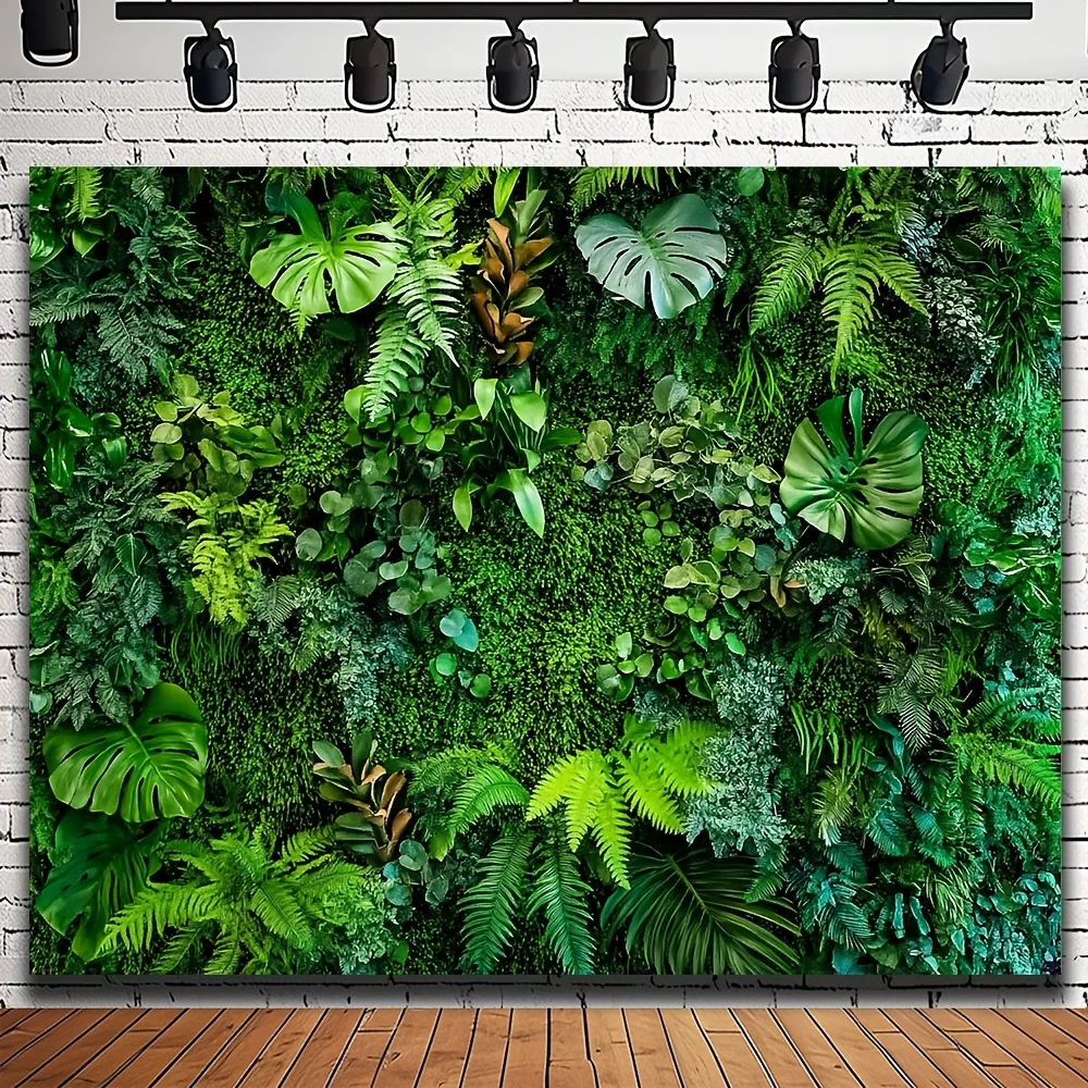 1 Stück grüner Wald Polyester Wandbehang Wandbehang, natürlicher Pflanzendesign-Hintergrund, geeignet für Wohnzimmer, Schlafzimmer, Büro