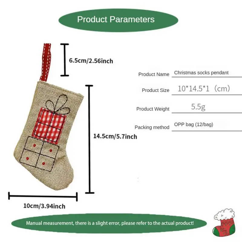 1PC Haftowana świąteczna pończocha Skarpety świąteczne Choinka wisząca Zawieszka Retro Uchwyt na torebkę na prezenty Nowy Rok Dostawa imprezy ﻿