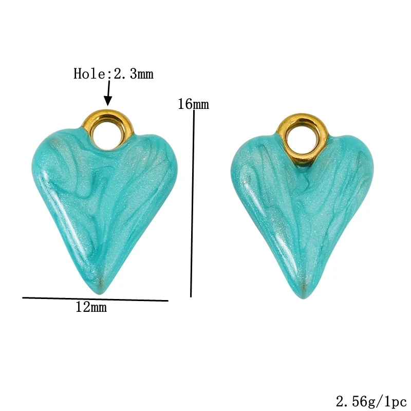 Breloques en forme de cœur en émail coloré en acier inoxydable, pendentifs pour Bracelets, bijoux, boucles d'oreilles, accessoires de fabrication de colliers, 3 pièces