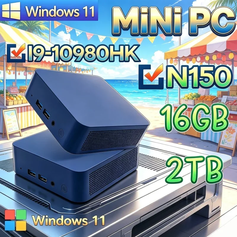 2026 Mini PC Intel I9‑10980HK/N150 Windows 11 16GB 1TB SSD Computer Dual WIFI 6 BT5.2 4K HD Gaming Desktop Vivid Render