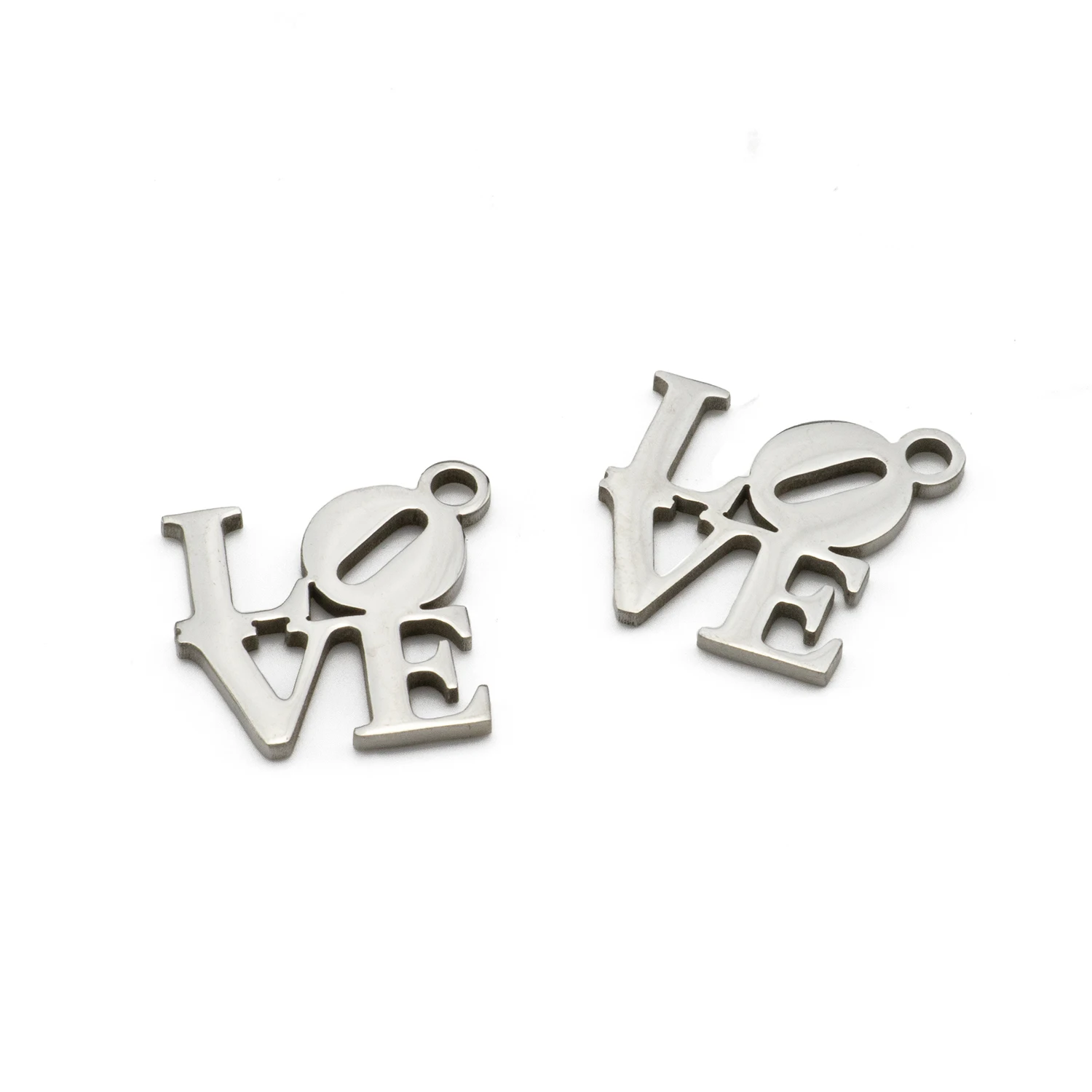 5Pcs Stainless Steel Love Charms Letter Pendants Diy forDIY For Earrings Jewelry Bracelet Necklace Making