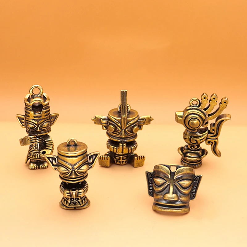 

Старинное китайское украшение Sanxingdui, подвеска «сделай сам», интересная латунная статуя, кольцо, украшение для взрослых, детей, праздничный подарок на день рождения