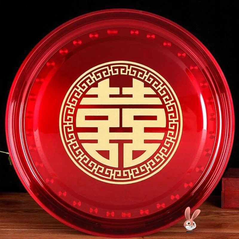 

Red Stainl Steel Serving Tray Wedding Ceremony Tea Ceremony Fruit Tray Sna Tray Large Size Tray for Bride And om
