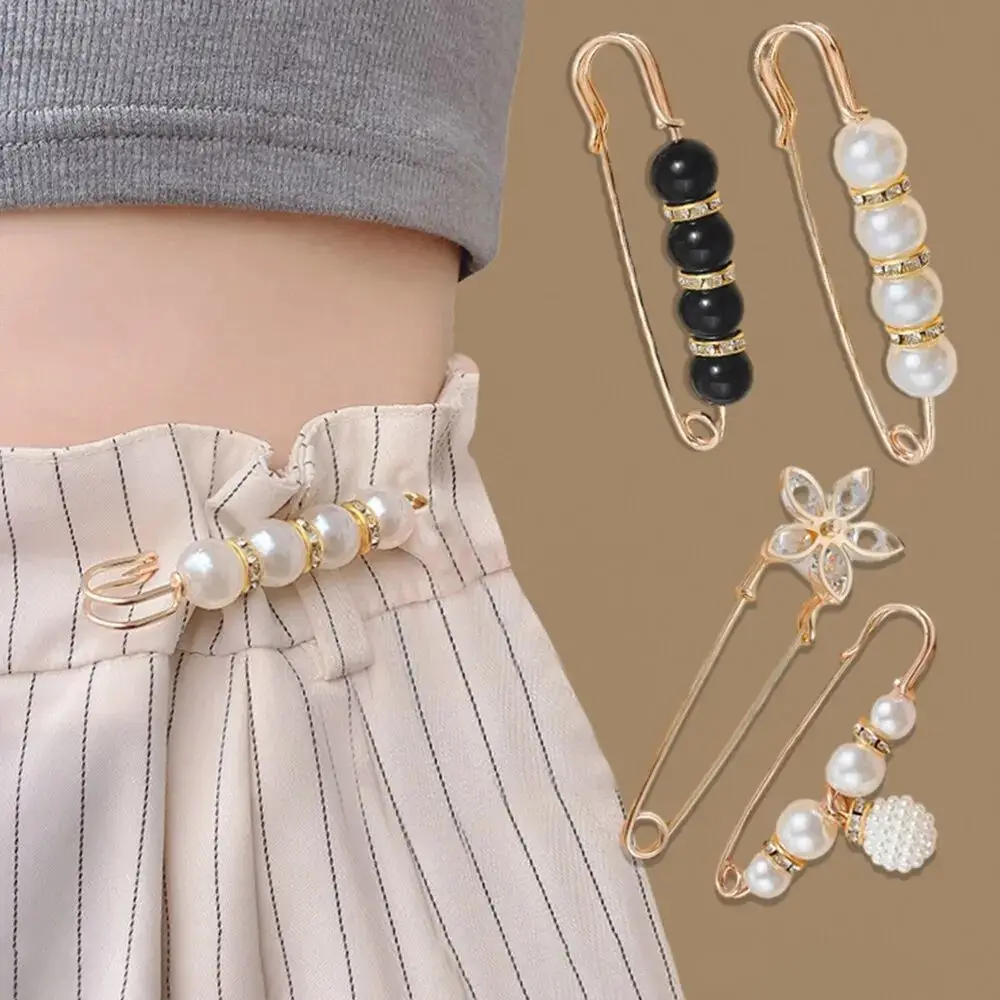 4PCS Waist Adjustment Uniform Clothing Extended Buckle And Waist Adjustment Buckle Pearl Broocated Fashion Decorative Accessorie