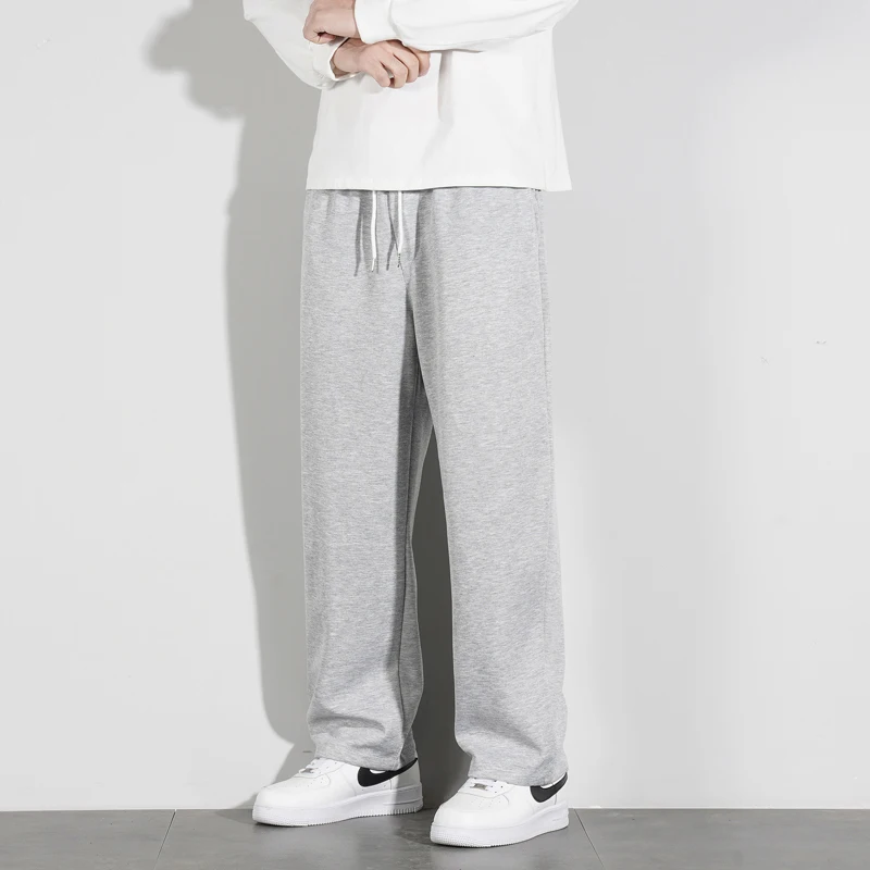 

Прямые спортивные штаны, мужские весенне-осенние свободные повседневные брюки, осенние бархатные широкие брюки, серые спортивные брюки