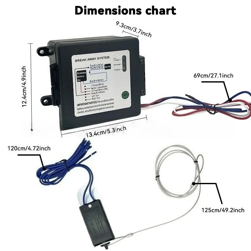 Trailer Break Away System Kit With Battery Box Battery Breakaway Switch For RV Camper Caravan Towing Emergency Brake Accessory