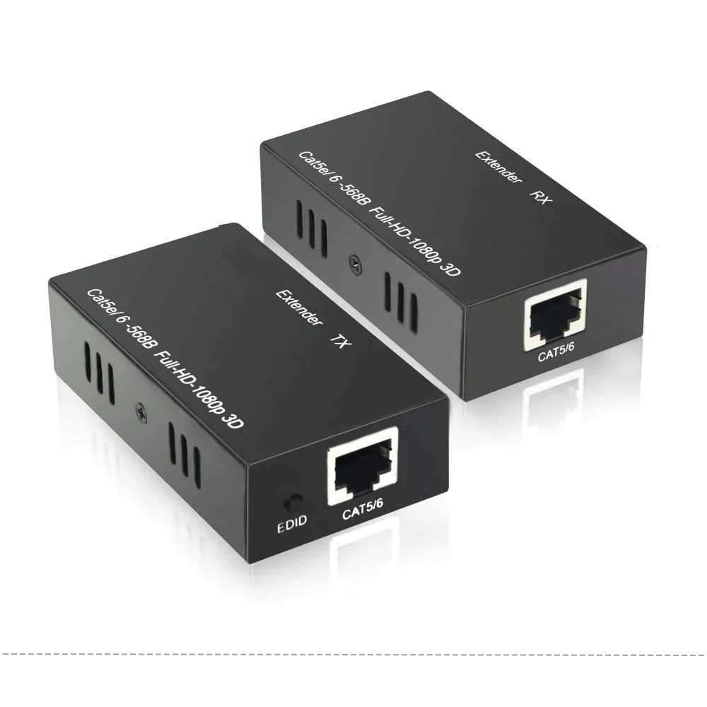 

60M HD 1080P HDMI-compatible Extender 1x1 Splitter Cat5e Cat6 RJ45 Ethernet Cable Transmitter Receiver Support For PC TV