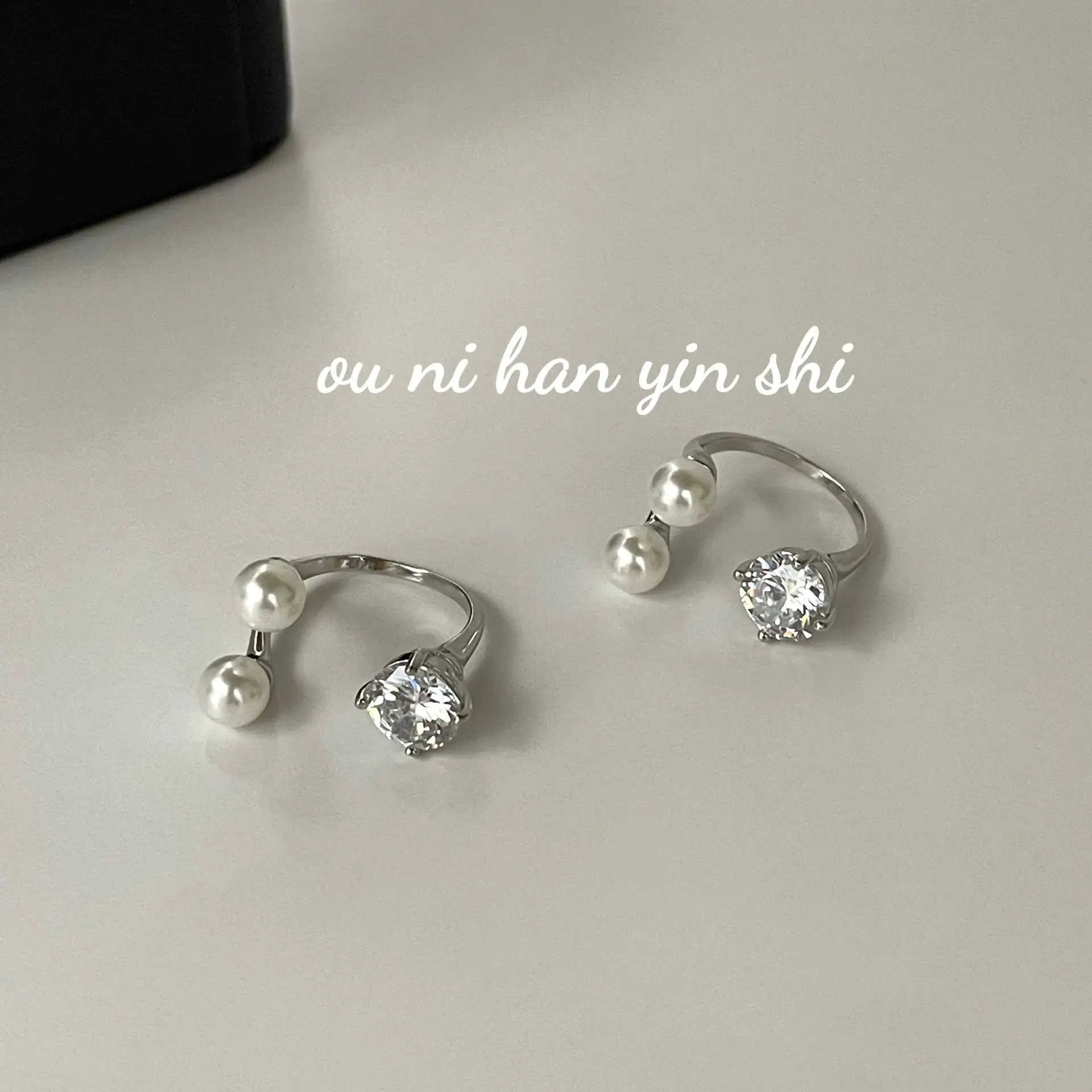 CHOZON S925 الصلبة الفضة اللؤلؤ الزركون خاتم الكورية الحد الأدنى بالجملة التراص المجوهرات للنساء