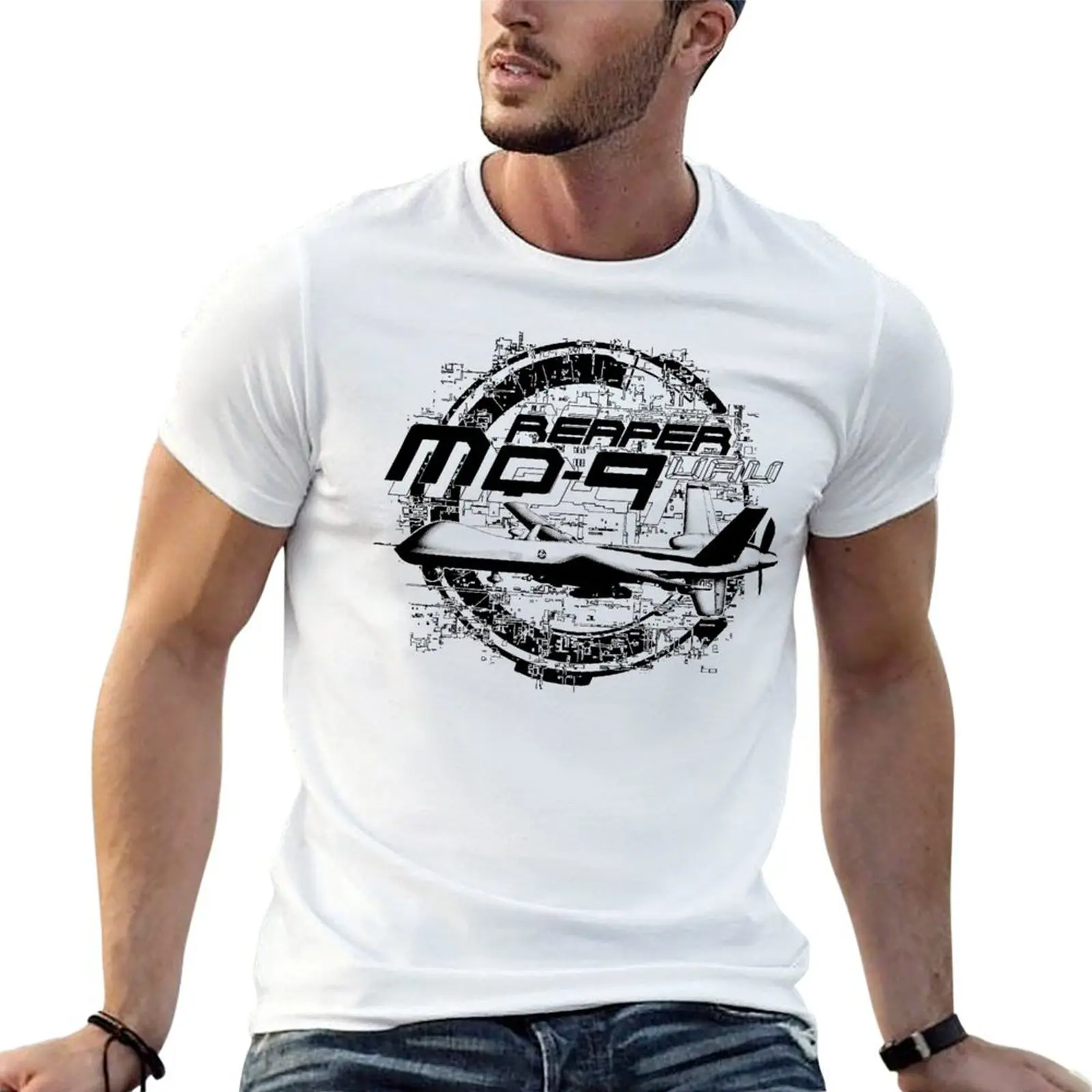

MQ-9 Reaper T-Shirt man t shirt summer t shirts for man pack cotton T-Shirt
