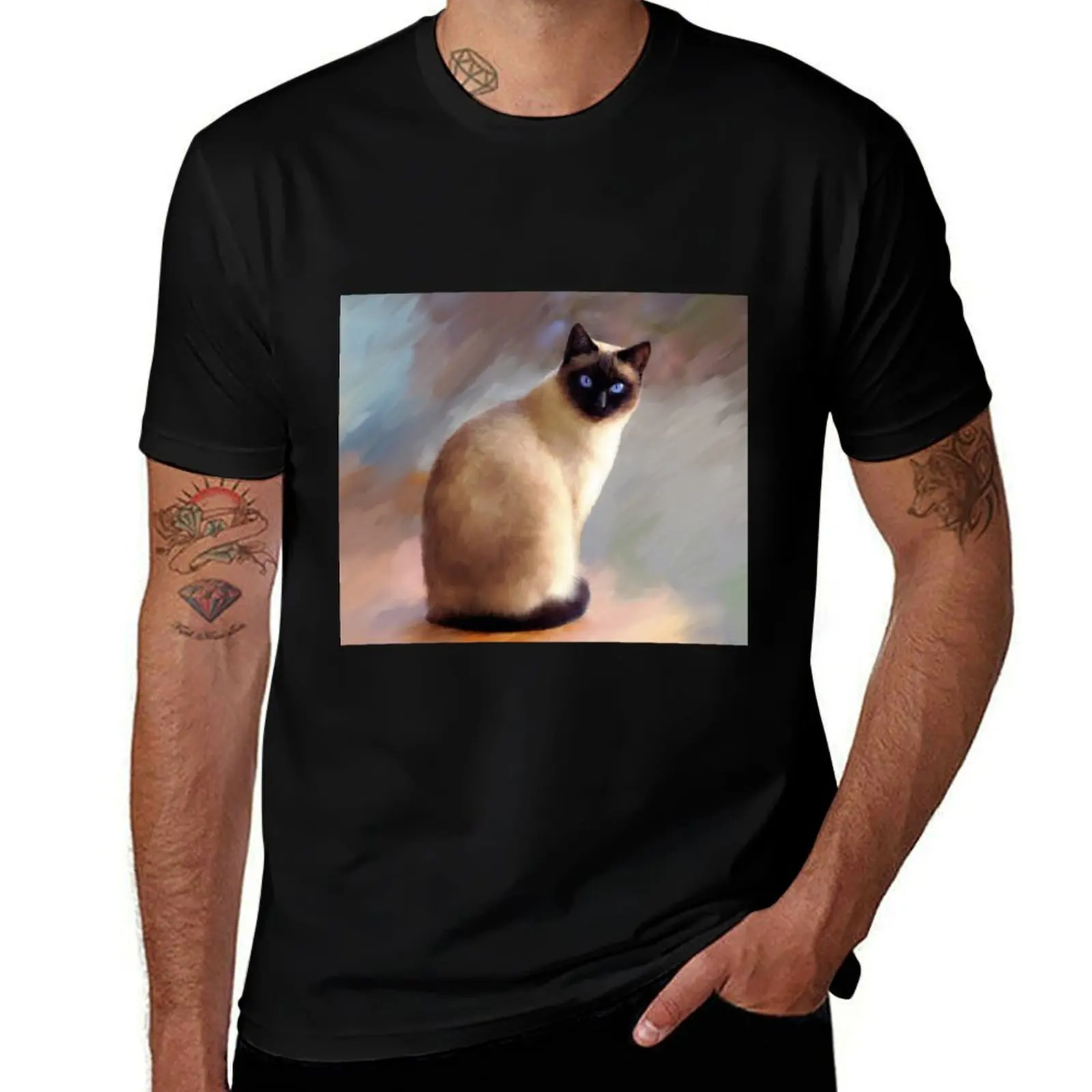 

Cat 613 Siamese T-Shirt black cotton t-shirt plain for man package t shirt man plain T-Shirt