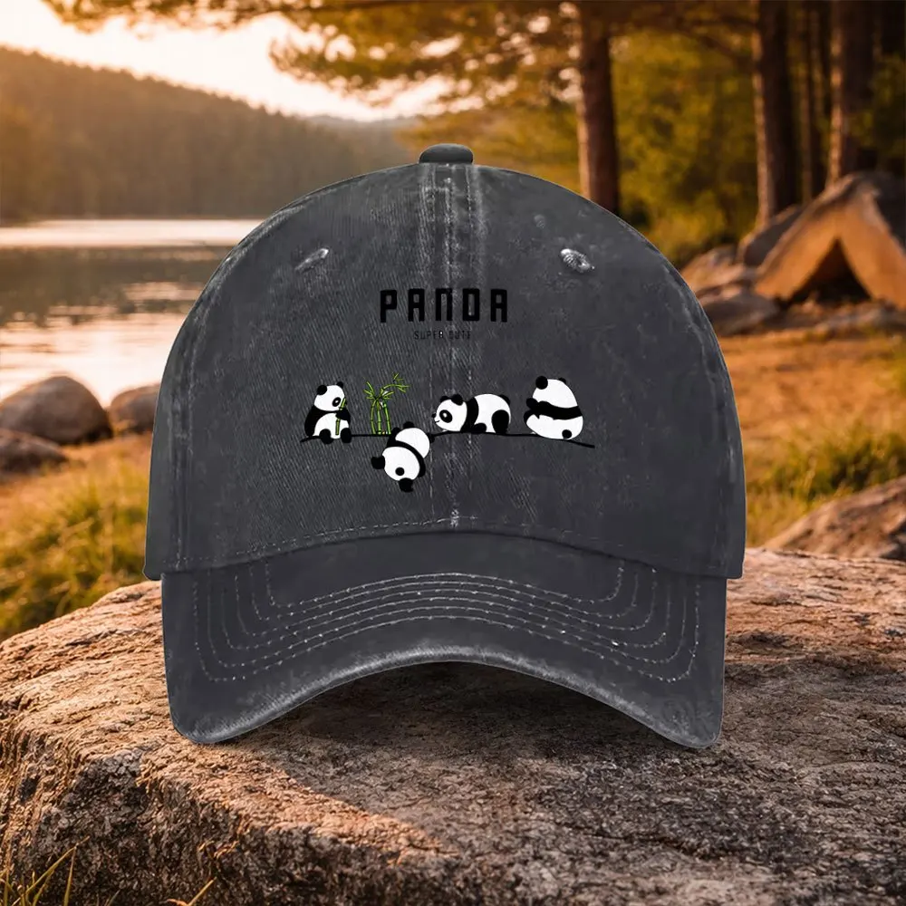 Casual Versatile Cute Panda Print Washed Baseball Cap, Suitable for Golf, Casual Wear And Outdoor Activities, Unisex Golf Access