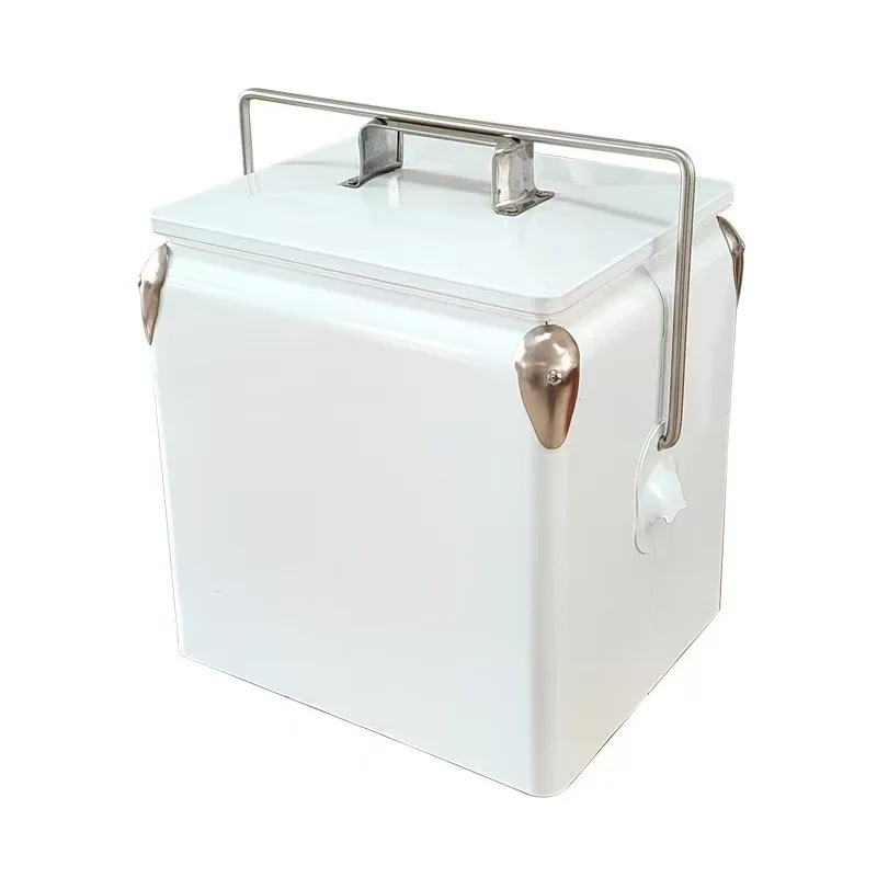 13L Metal Insulated Cooler Box – Steak Gift, Ice Bucket, Perfect for Outdoor Camping, Car Travel & Hotel Fridge