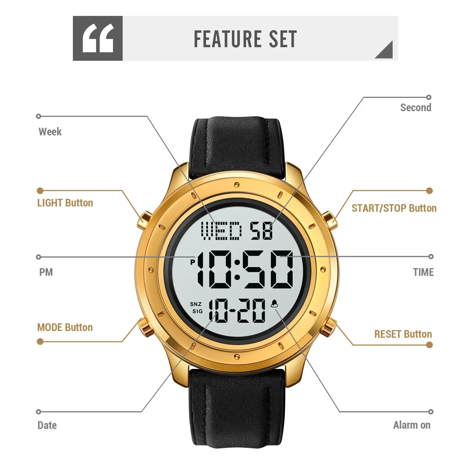 SKMEI Waterproof Countdown Calendar Digital Wristwatch reloj hombre 1864 New Sport Watches Mens Multifunction Stopwatch