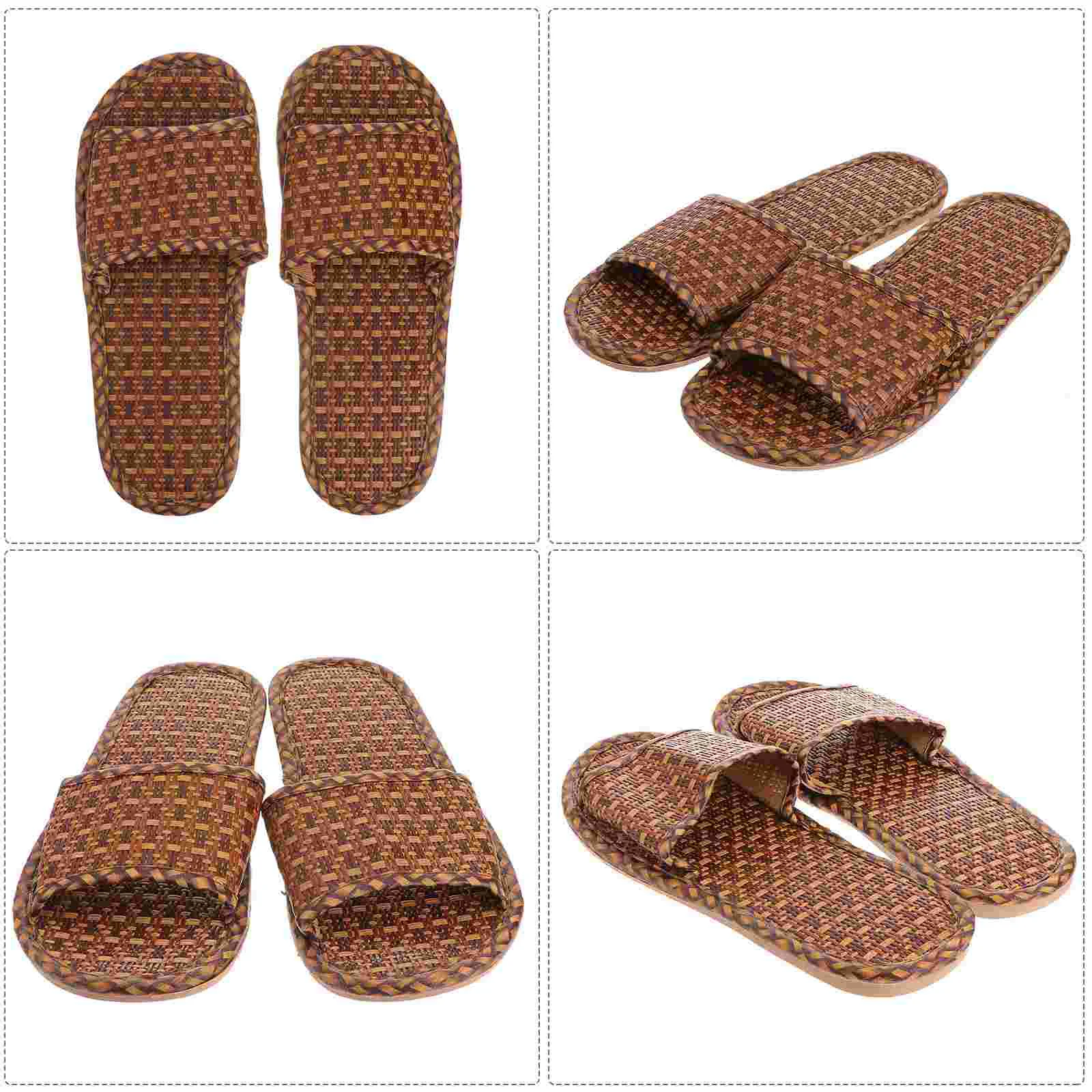 Sandálias de grama de rattan sapatos de verão de bambu simples chinelos para homem interior casa feminino salto alto fofo arco de pé